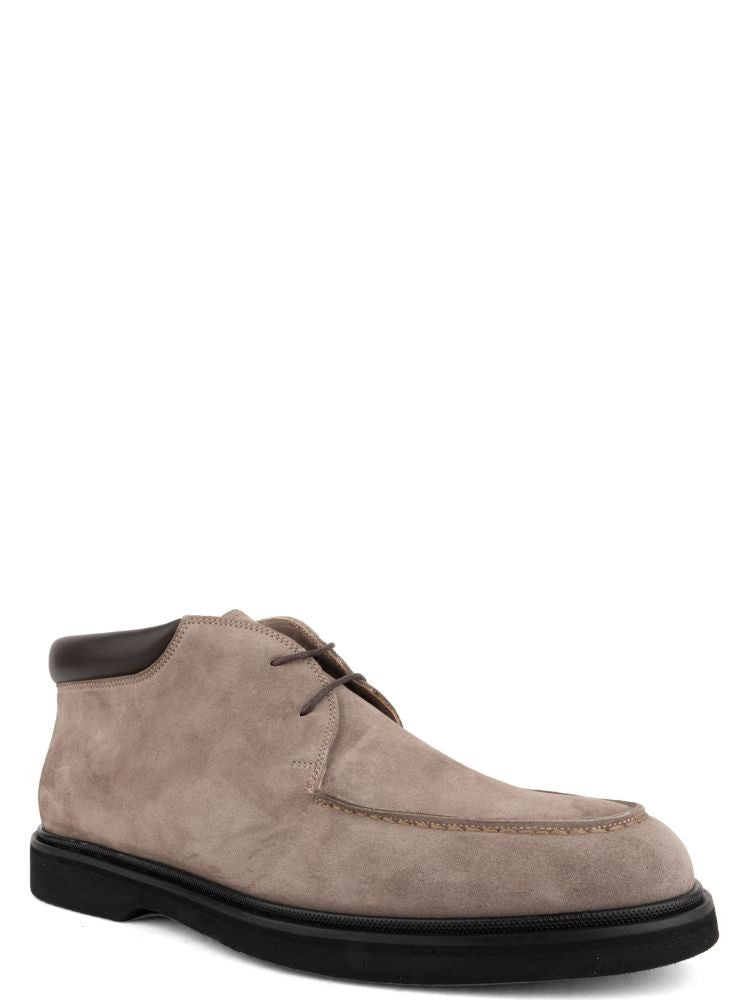 John Harrison Beige Suede Padded Collar Boots
