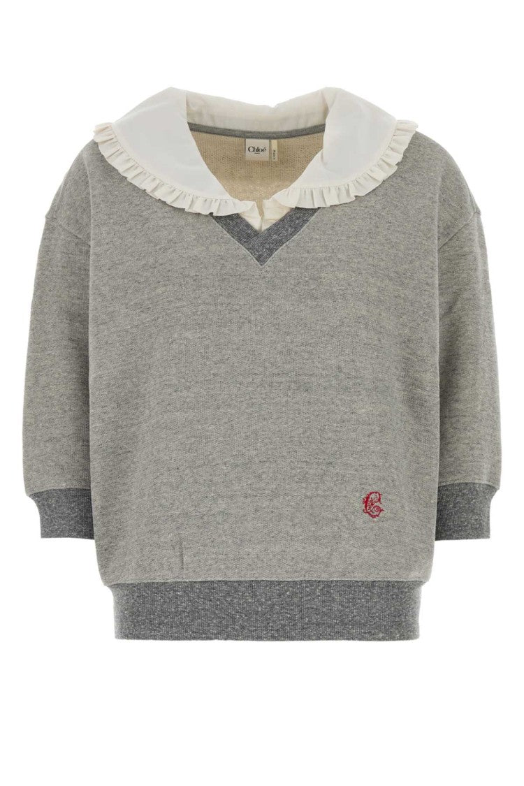 Chloé Grey Cotton Blend Top