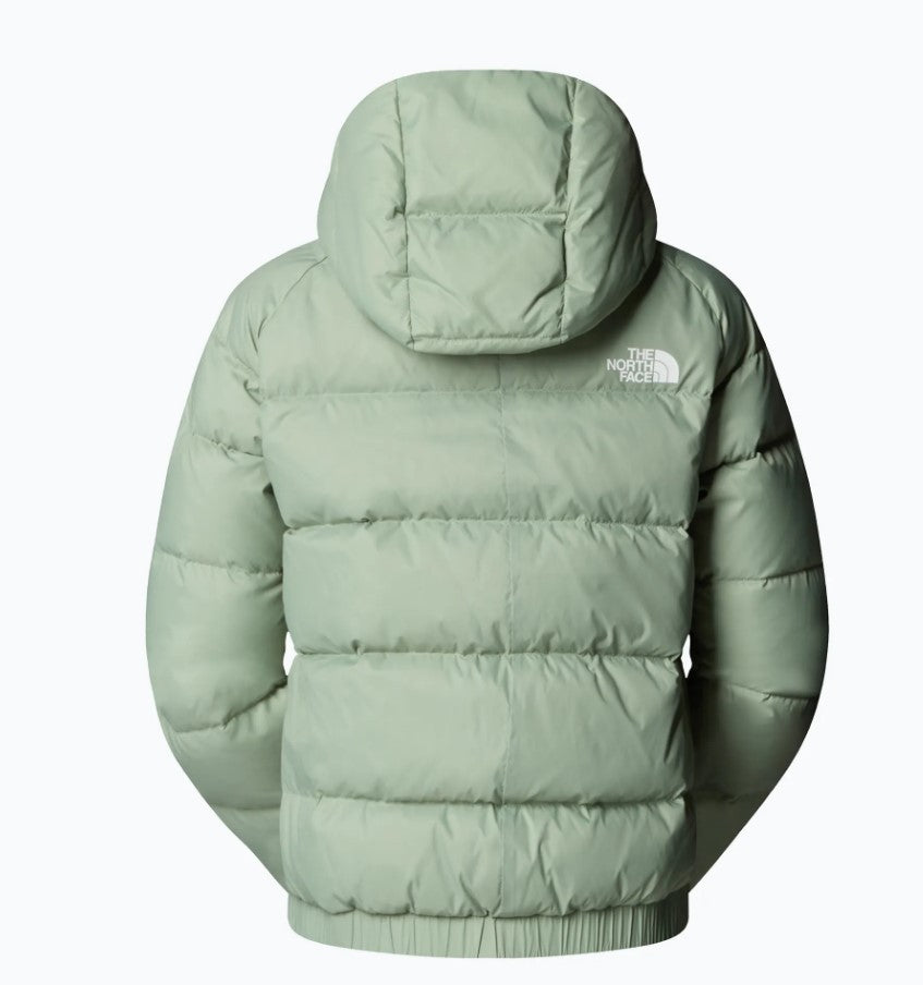 The North Face Cropped Green Down Hoodie With Fixed Hood