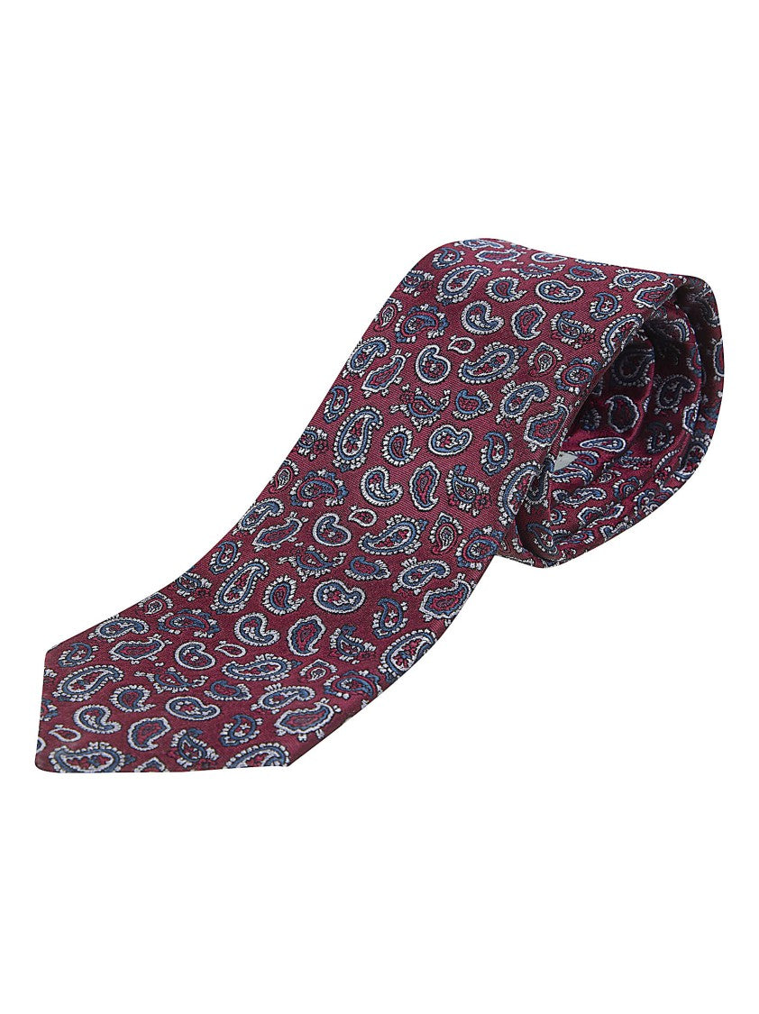 Etro Silk Jacquard Tie With Micro Paisley And Pegasus Motif