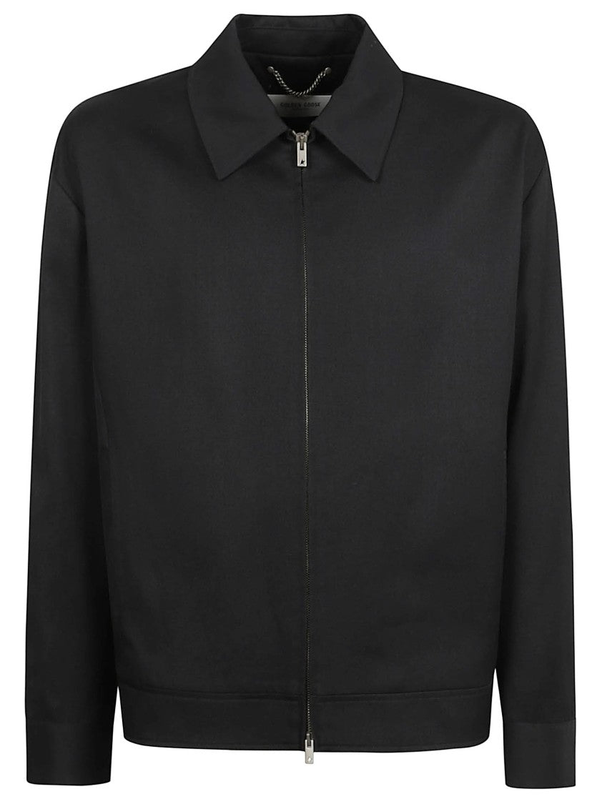 Golden Goose Black Virgin Wool Twill Jacket With Classic Collar