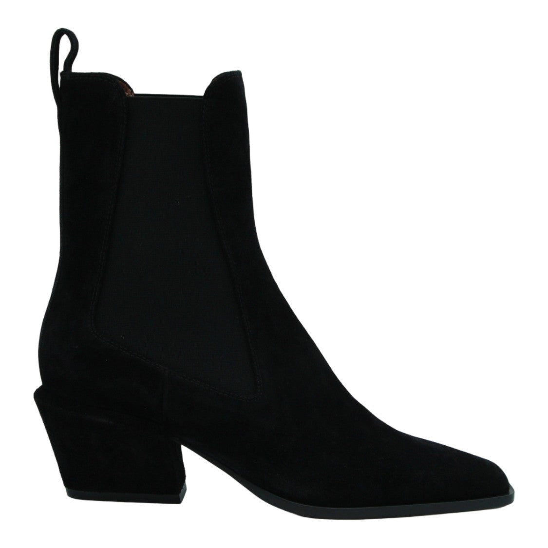 Paris Texas Pointed Toe Black Boots With Mid-Height Block Heel