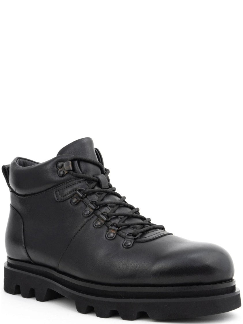 La Conte Black Leather Ankle Boots With Fur Lining