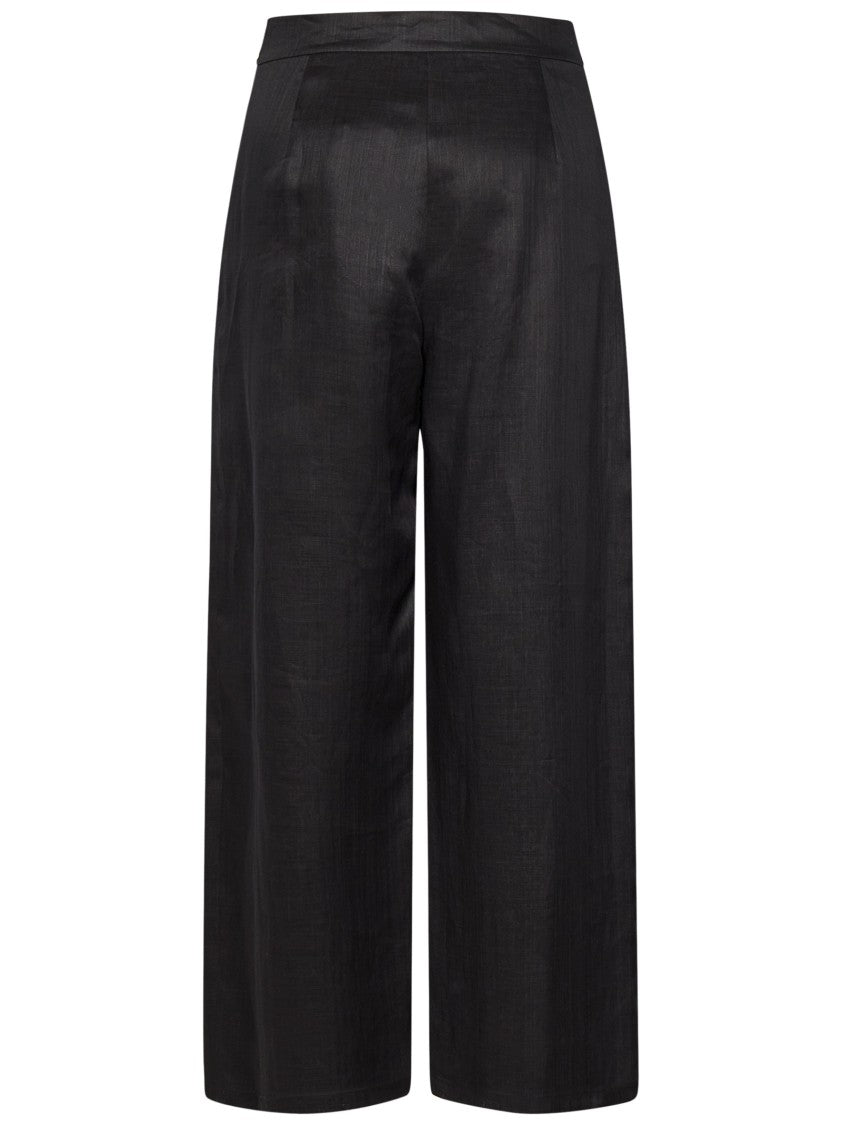 Max Mara Wide-Leg Black Trousers With Pleated Detailing