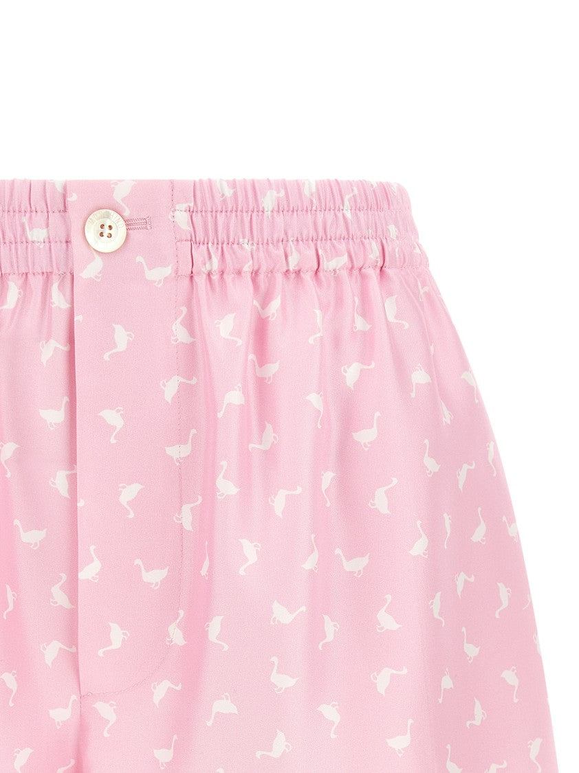 Moschino Pleated Cotton Poplin Shorts With Two-Tone Waistband