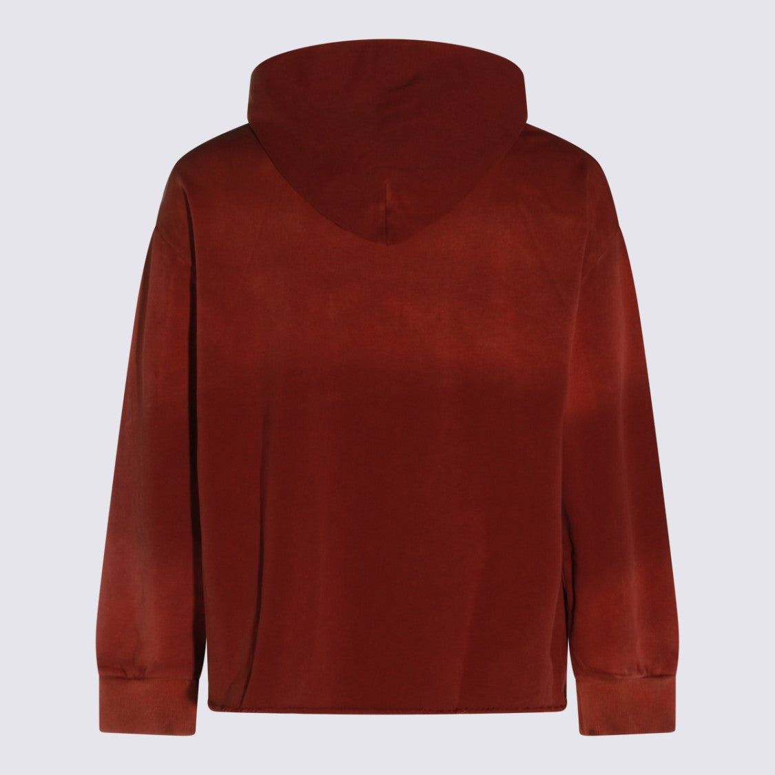 Found Rust-Red Hoodie With Playful Giraffe Embroidery And Textured Design