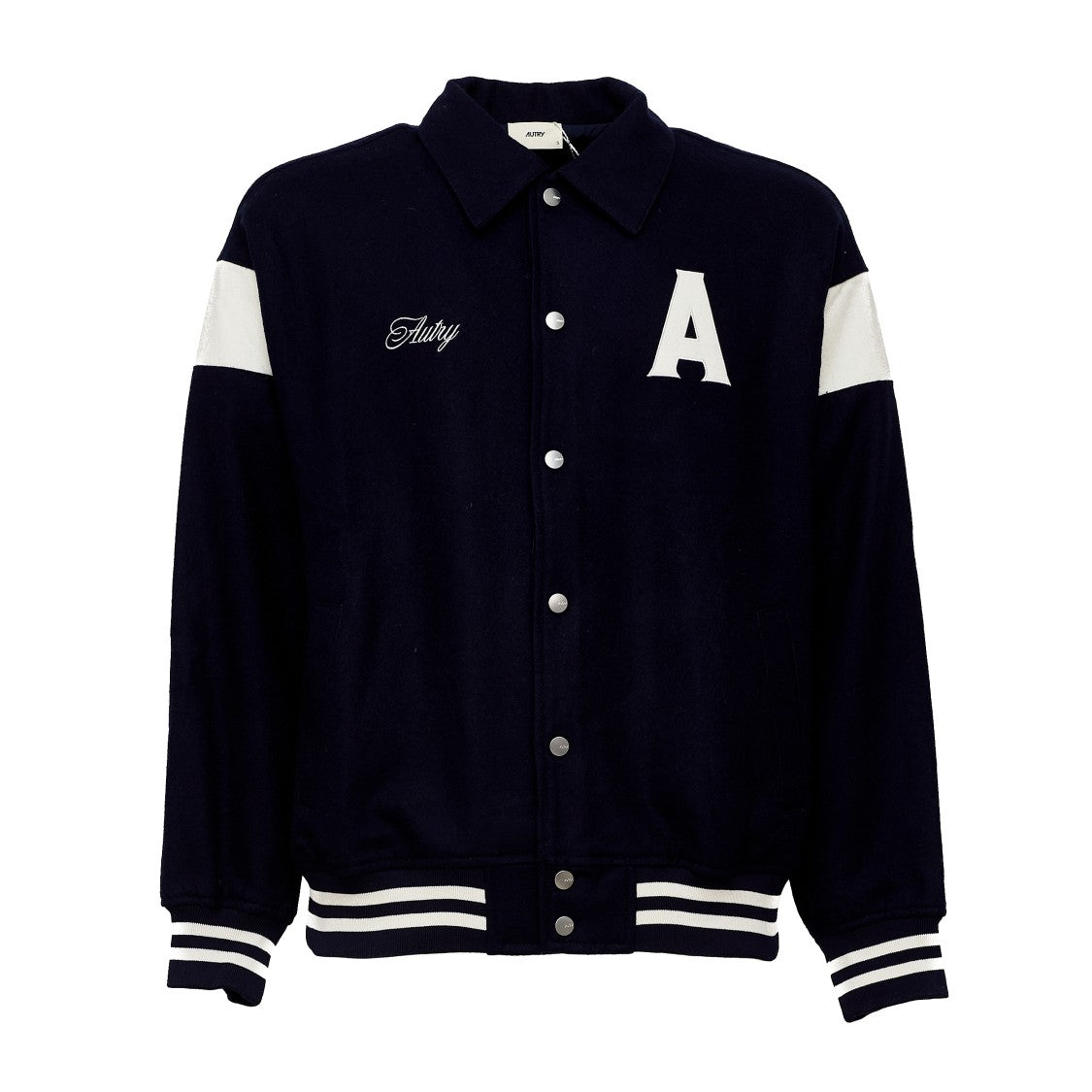 Autry Luster Blue Sporty Metallic Button Wool Jacket