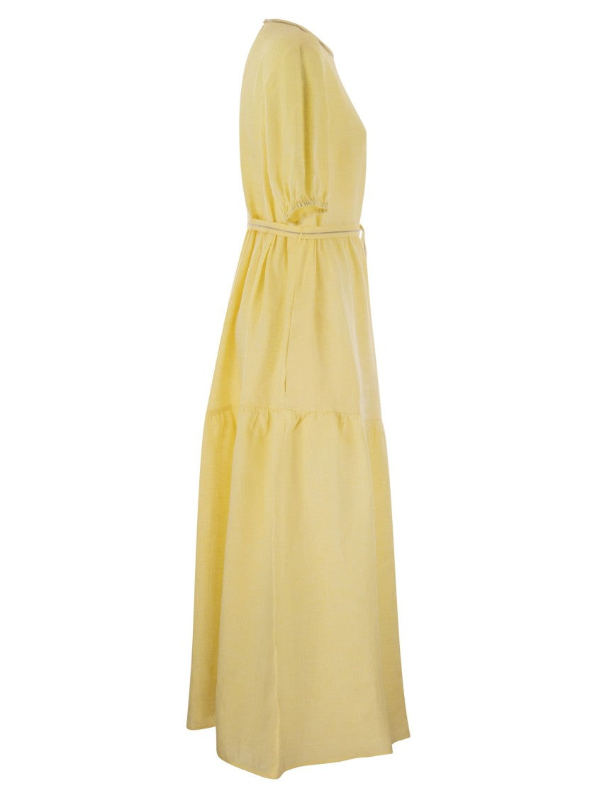 Peserico Long Dress In Pure Linen