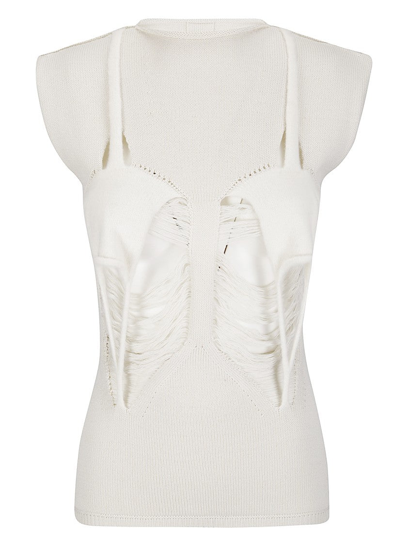 Rick Owens Asymmetrical Black Tank Top With Draped Fabric And High Neckline