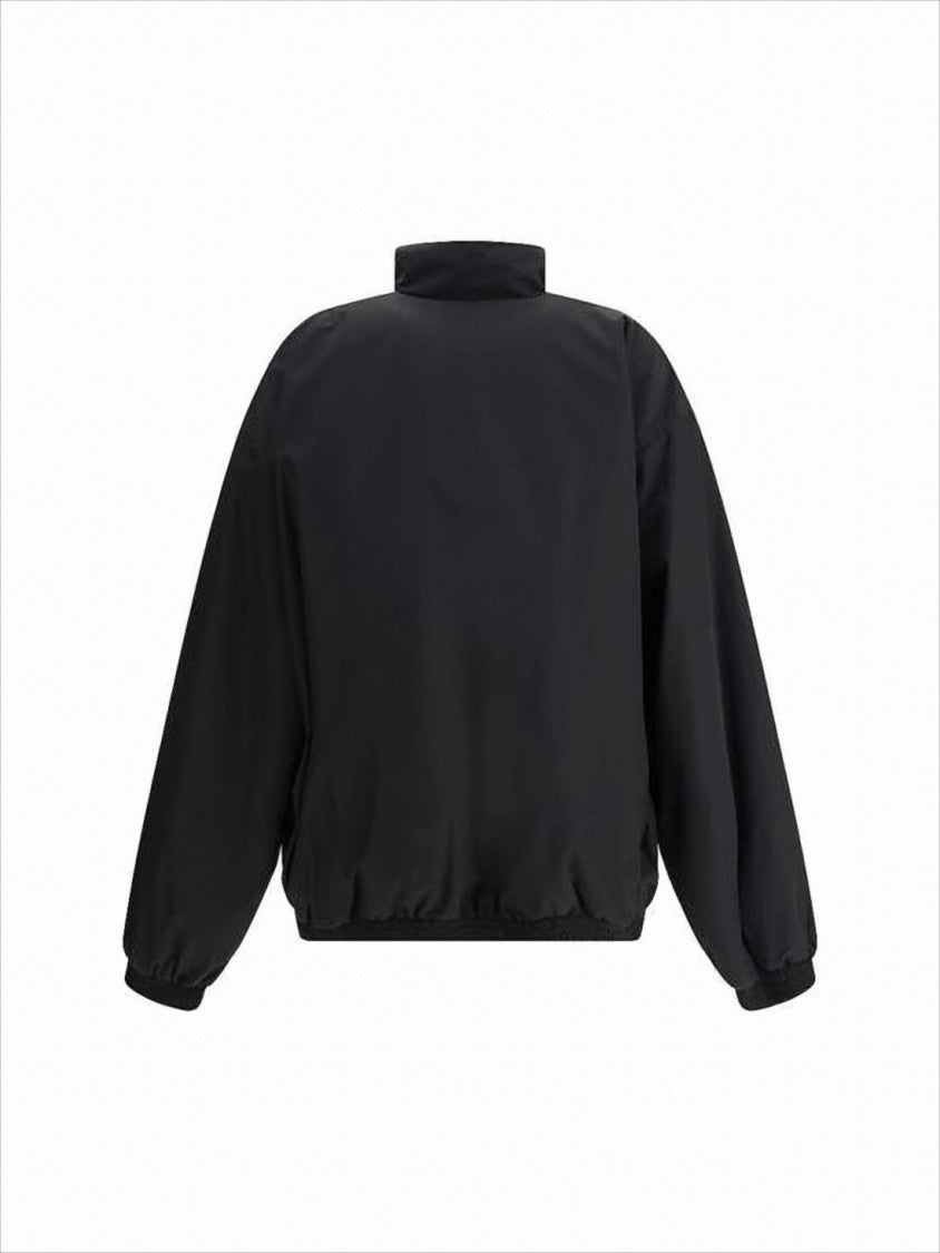 Balenciaga Minimalist Black Zip-Up Jacket With Elastic Details