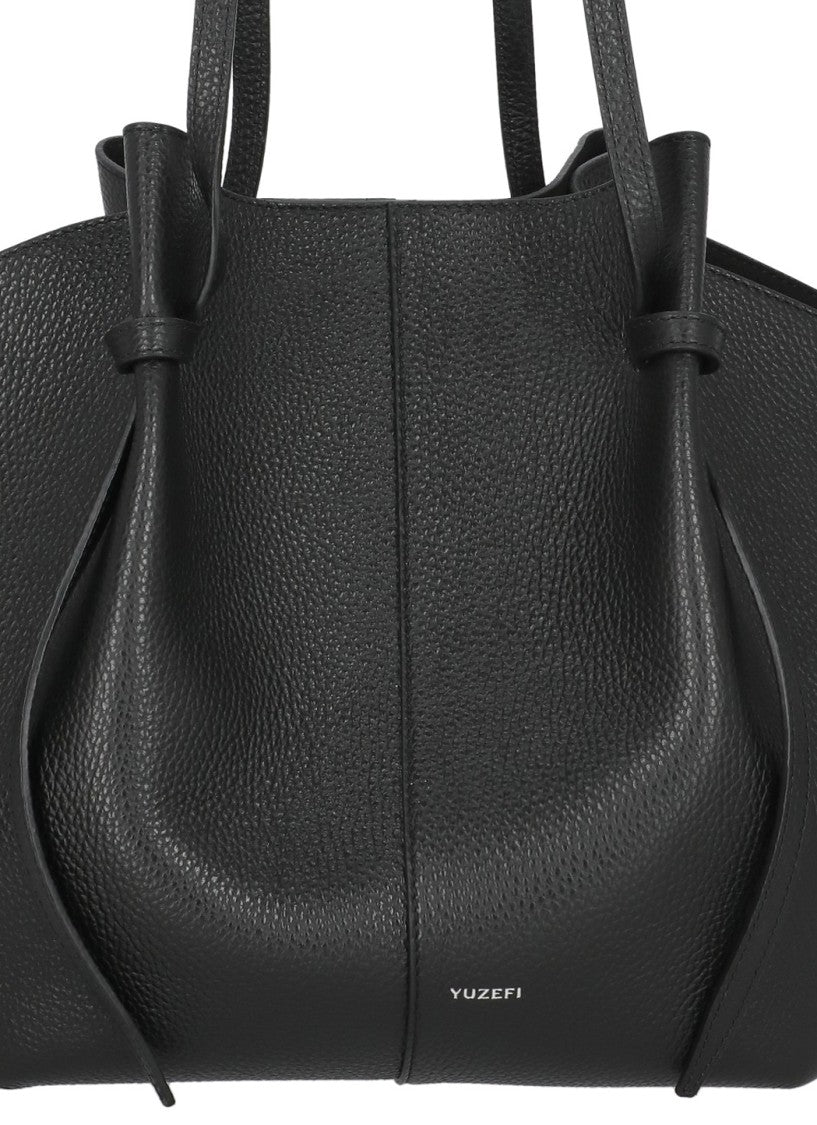 Yuzefi Large Pebbled Leather Tote Bag With Adjustable Handles