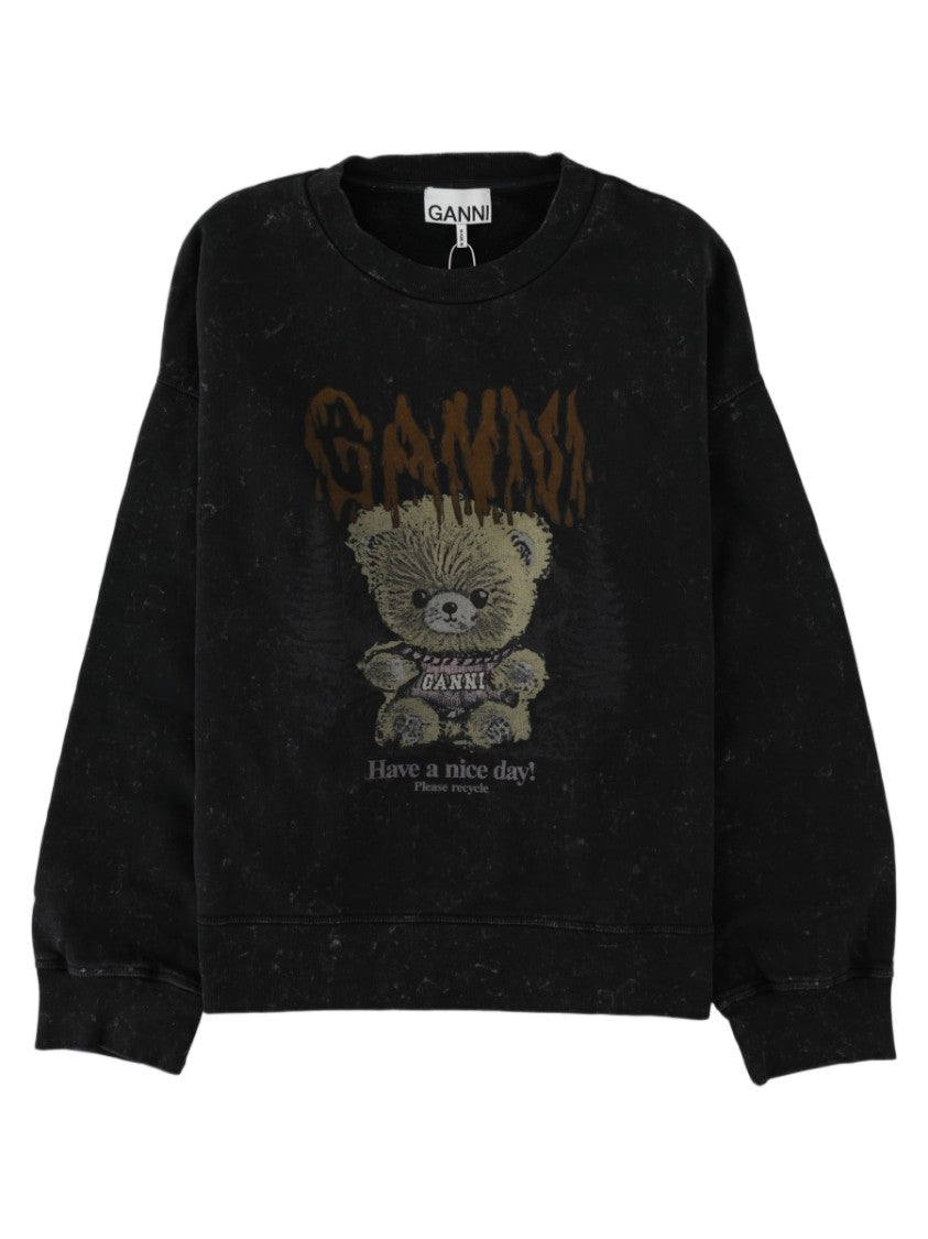 Ganni Black Vintage Teddy Bear Cotton Sweatshirt