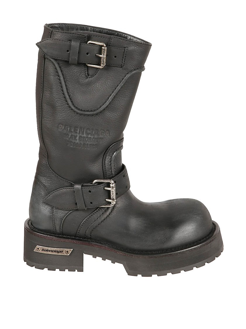 Balenciaga Distressed Calfskin Leather Boots