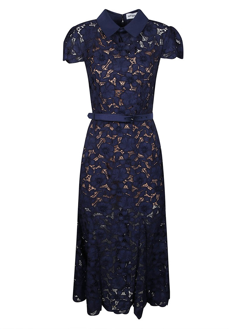 Self-Portrait Guipure Lace Scalloped Midi Dress