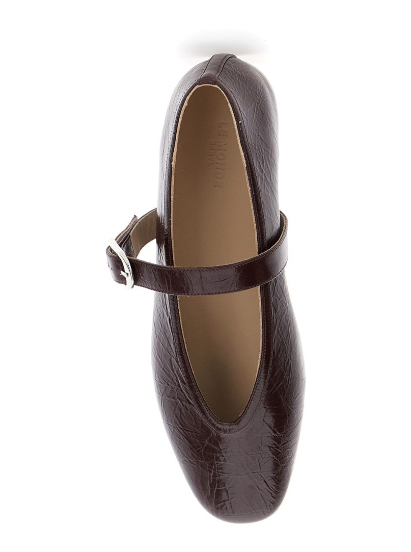 Le Monde Béryl Pointed Toe Brown Leather Slippers