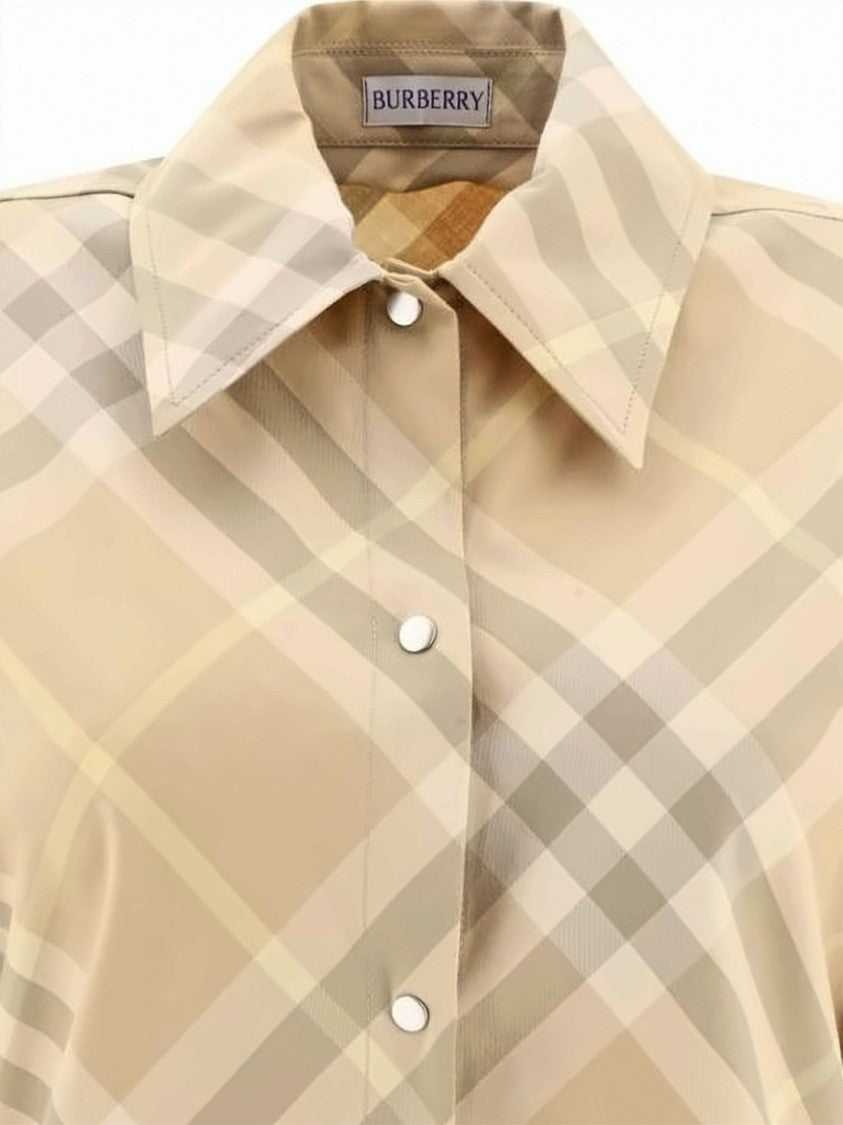 Burberry Classic Check Midi Dress With Structured Collar