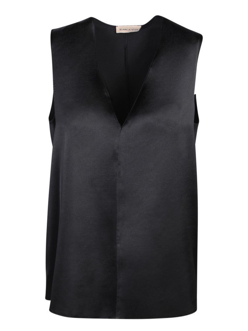 Blanca Vita Black Sleeveless Tops