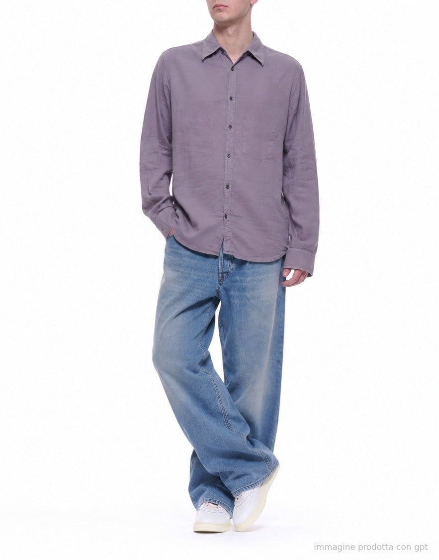 Cellar Door Purple Sid Cotton Casual Relaxed Shirt