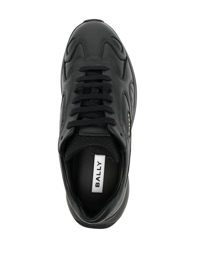 Bally Black Gold Accent Leather Sneakers