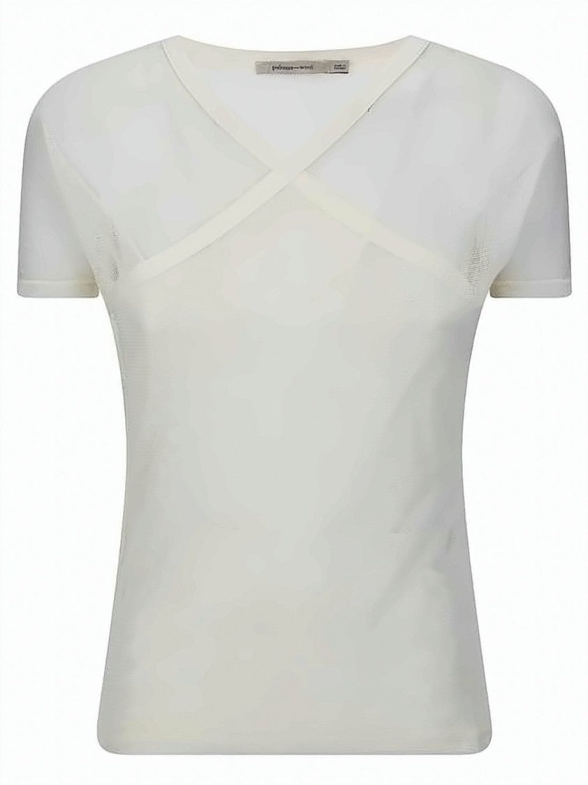Paloma Wool Short-Sleeved V-Neck Top With Crisscross Trim