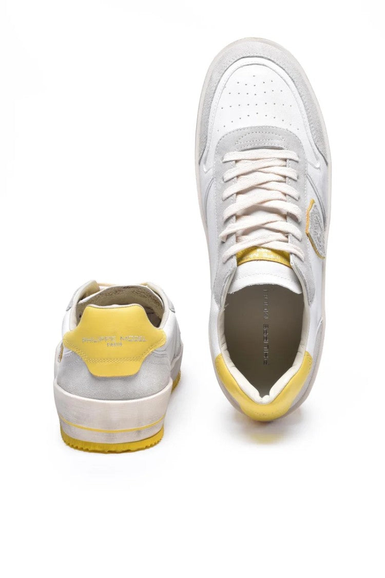 Philippe Model White Yellow Nice Low Leather Sneakers