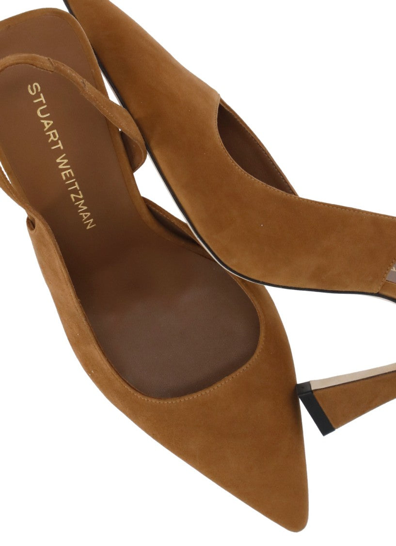 Stuart Weitzman Brown Vinnie 85 Suede Slingback Pumps