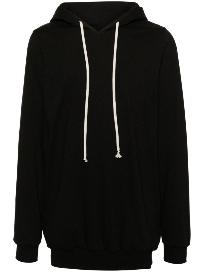 Rick Owens Relaxed Fit Black Hoodie With Classic Drawstring