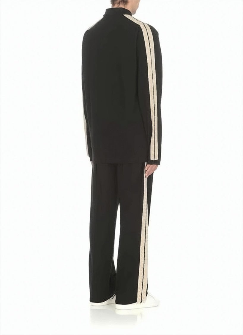 Palm Angels Contrasting Stripe Cotton Jacket With Classic Collar
