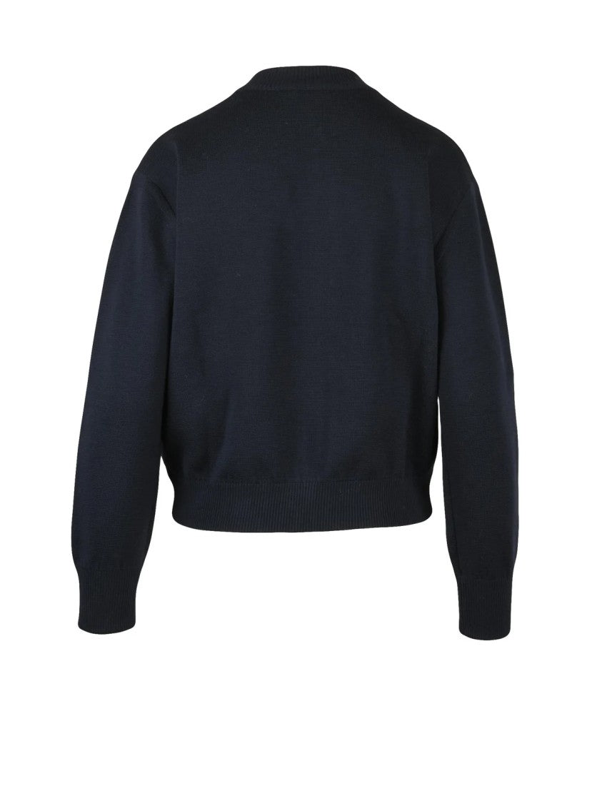 Max Mara Blue Virgin Wool Zip Cardigan