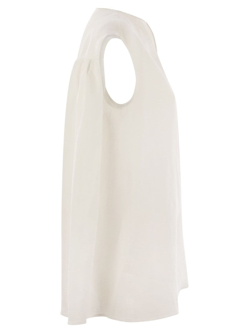 Fabiana Filippi Linen Sleeveless Top With Back Gathering