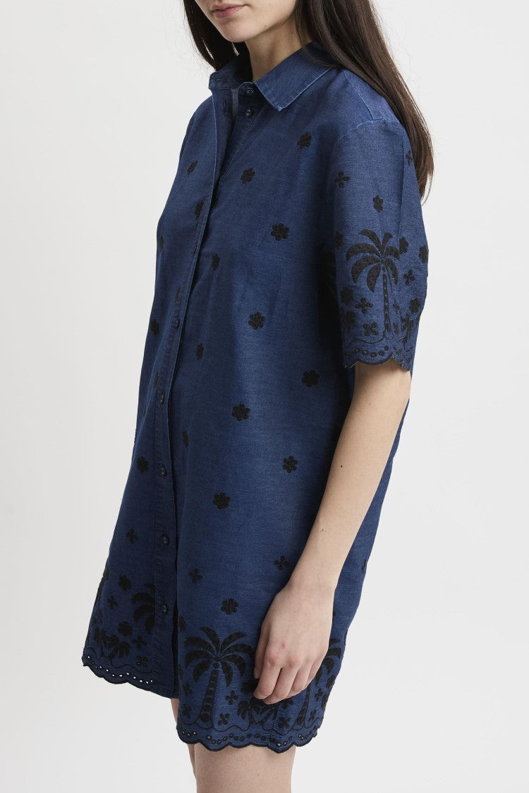 Mc2 Saint Barth Short-Sleeved Shirt Dress With Embroidered Floral