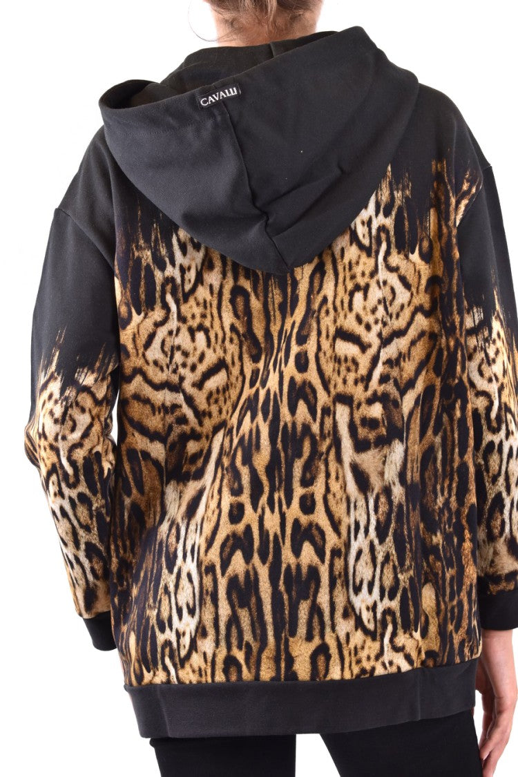 Roberto Cavalli Multicolor Animal Print Sweatshirt With Gold-Tone Zipper