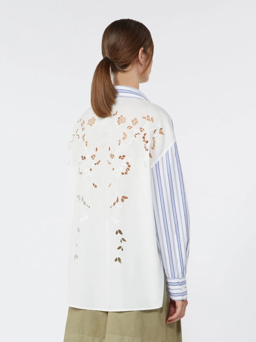 Max Mara Long-Sleeved Button-Up Shirt With Floral Embroidery