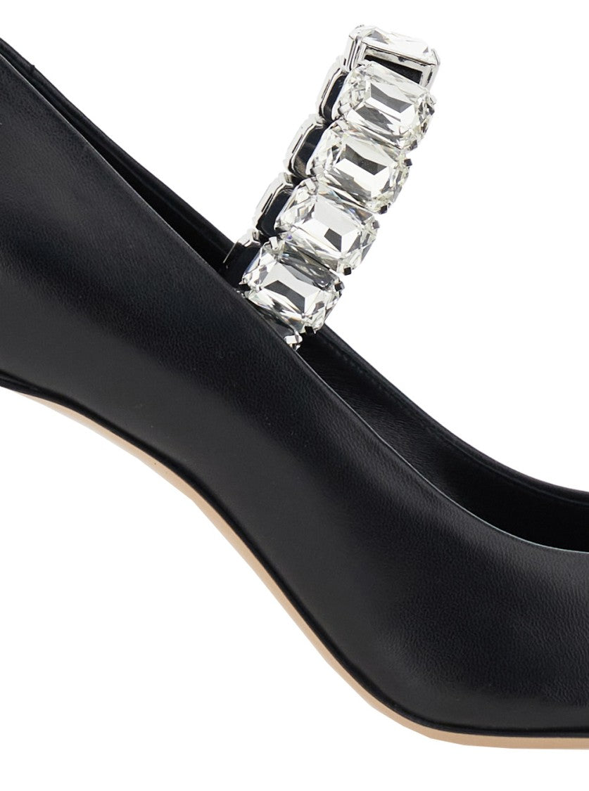 Casadei Pointed-Toe Pumps With Crystal-Embellished Strap