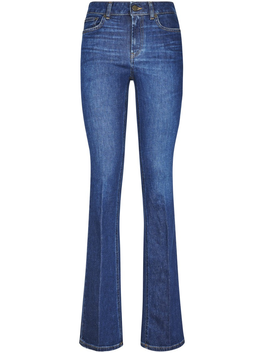 Dondup Medium Blue Skinny Fit Bootcut Trousers With Classic Five-Pocket Design