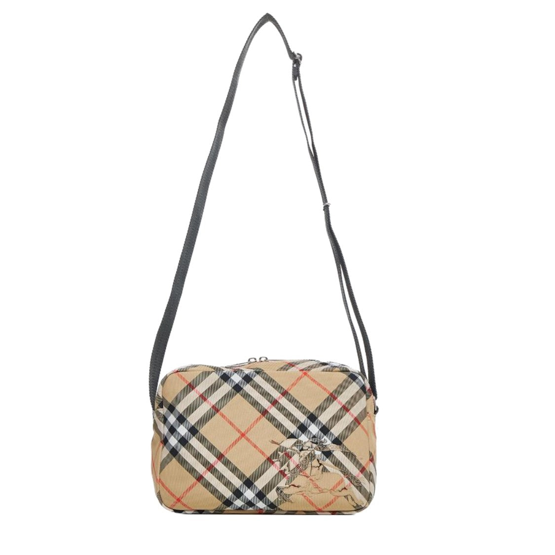 Burberry Checkered Crossbody Bag With Floral Embroidery