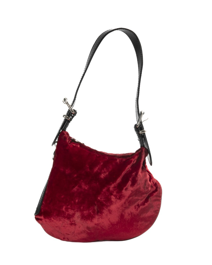 Fendi Oyster Selleria Small Velvet Shoulder Bag - Red