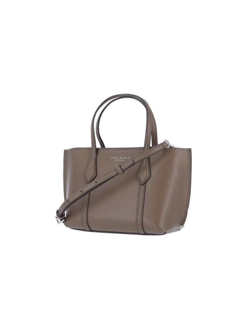 Tory Burch Rectangular Structured Handbag With Textured Leather Finish