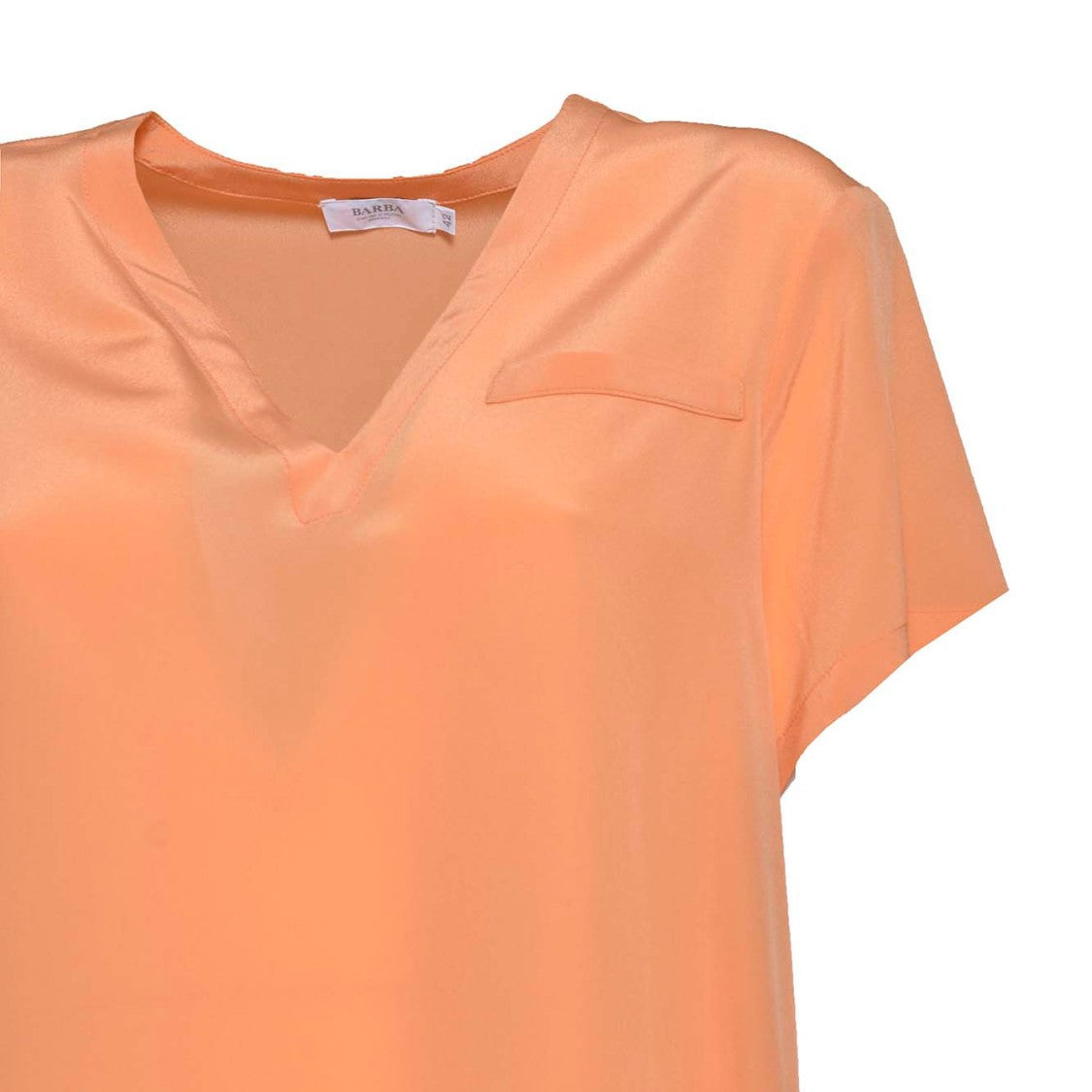 Barba Peach Silk V-Neck Blouse