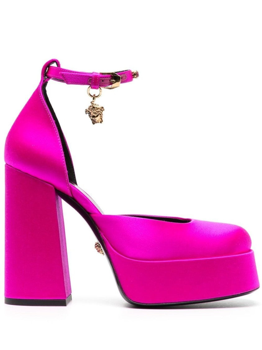 Versace Fuchsia Satin Medusa Aevitas 125Mm Pumps