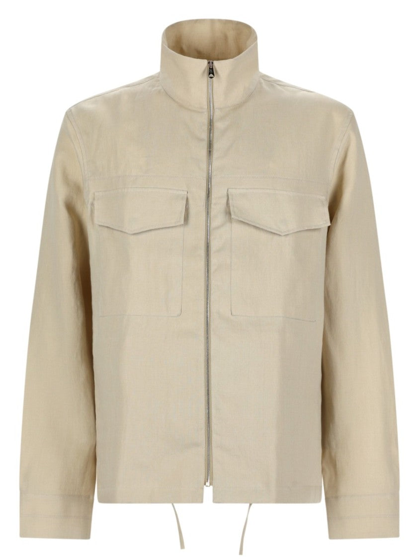 Paul Smith Beige Linen High Collar Overshirt