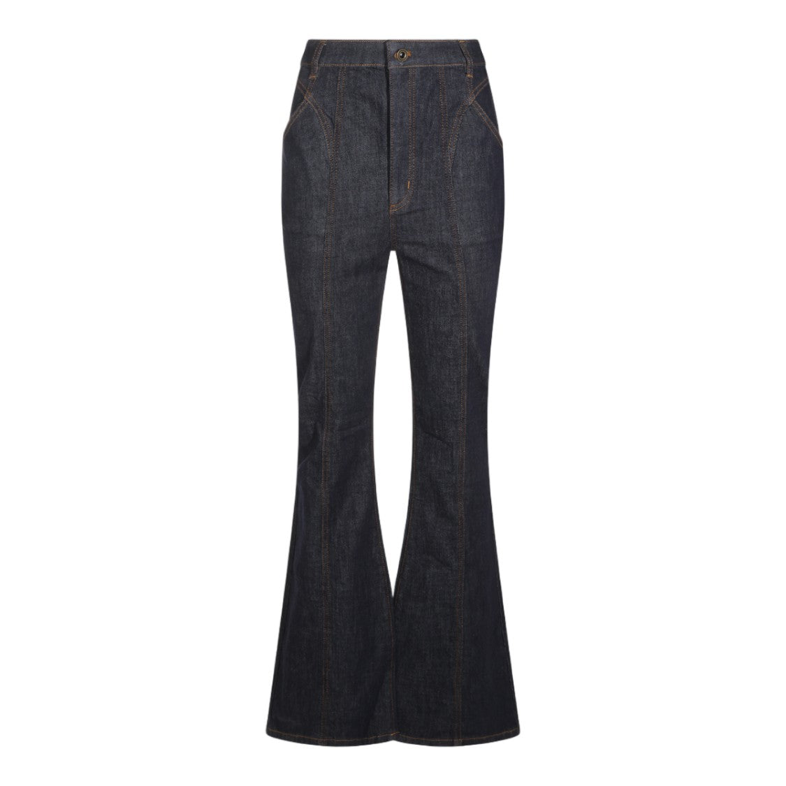 Self-Portrait High-Waisted Contrast Stitch Flared Jeans