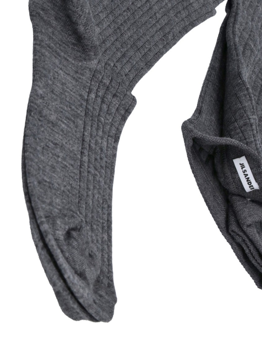 Jil Sander Grey Ribbed Wool-Blend Elasticized Socks