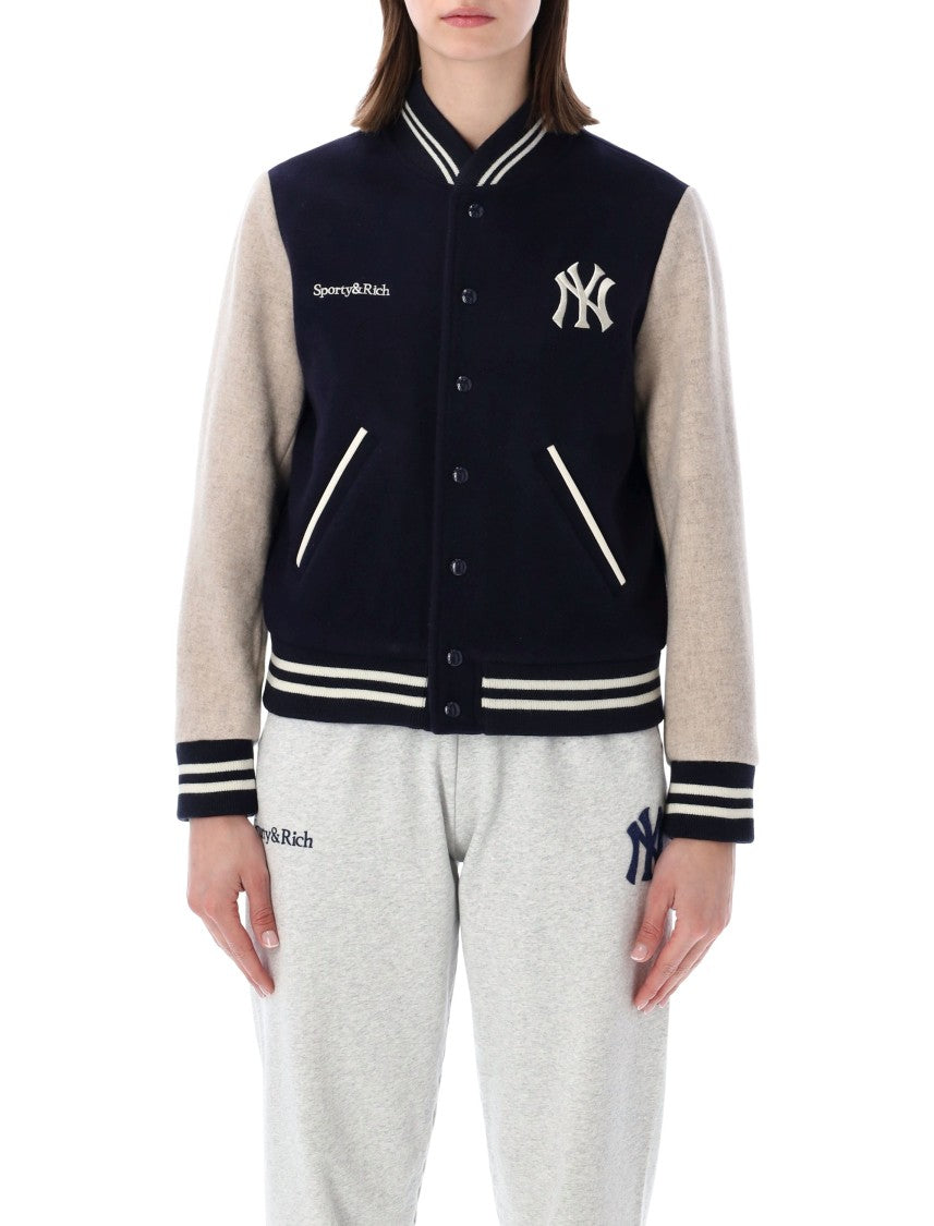 Sporty And Rich Yankees Curve Short Varsity Jacket