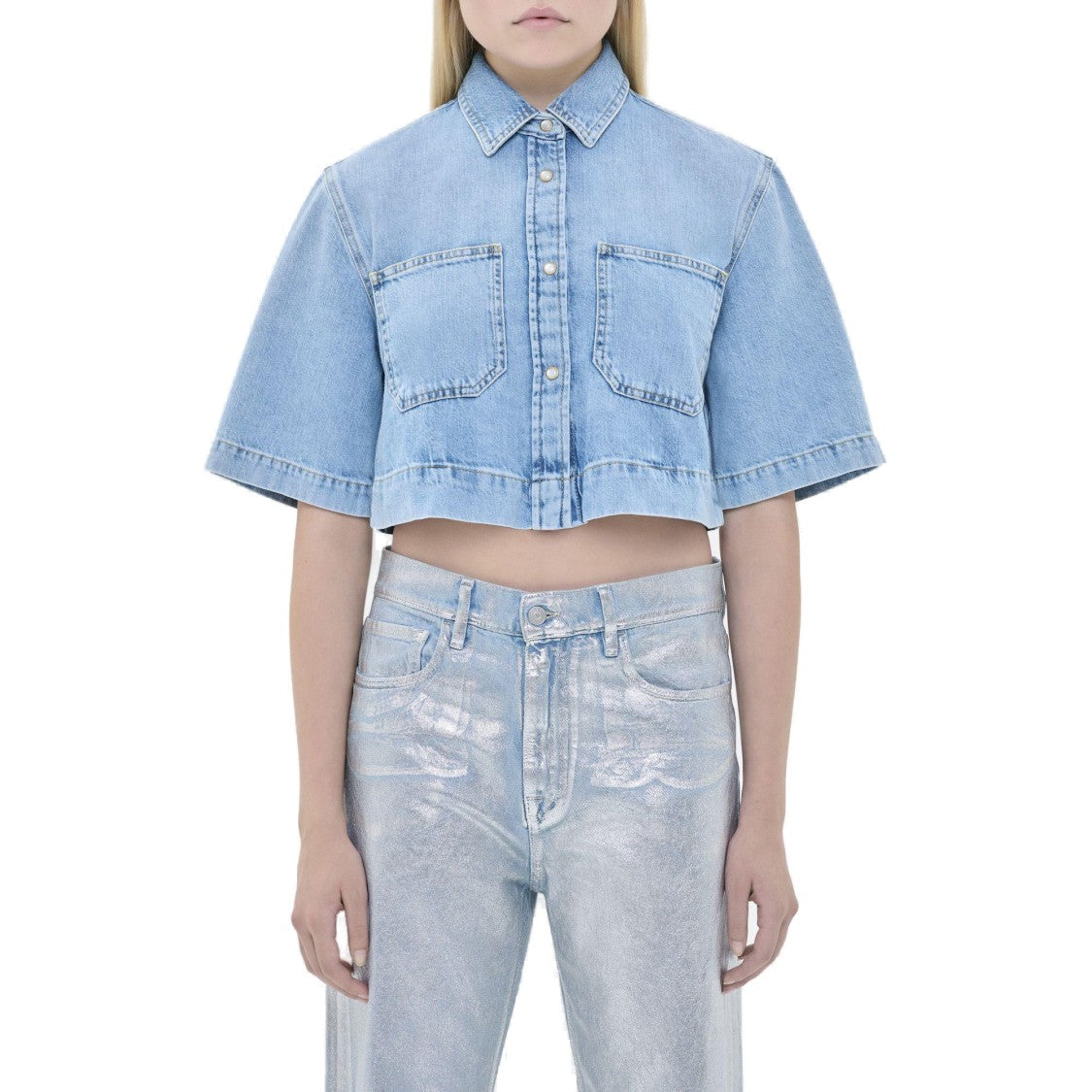 Cycle Jane Crop Shirt Bleach Subtle Fading
