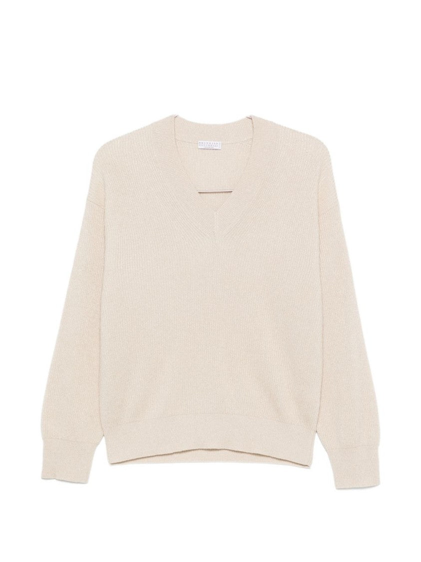 Brunello Cucinelli Relaxed Fit Knitted V-Neck Sweater