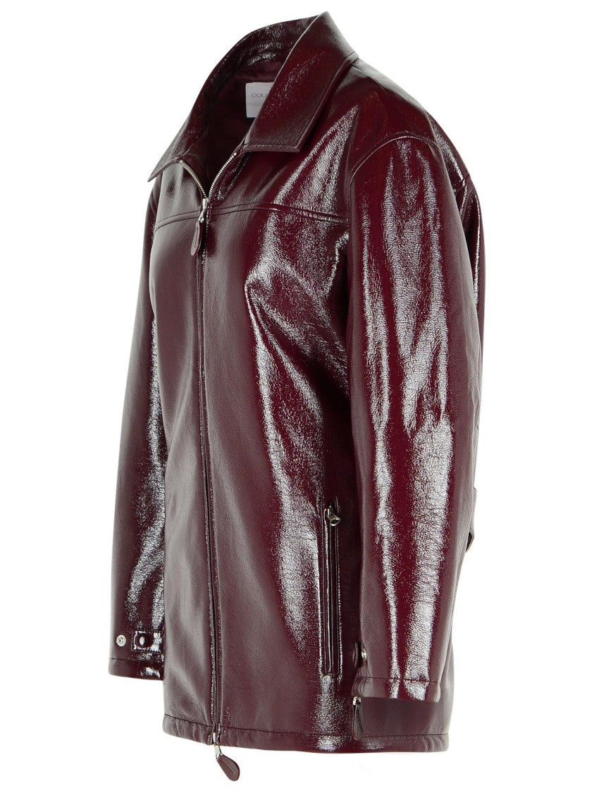 Courrèges 'Vinyl' Burgundy Cotton Blend Jacket