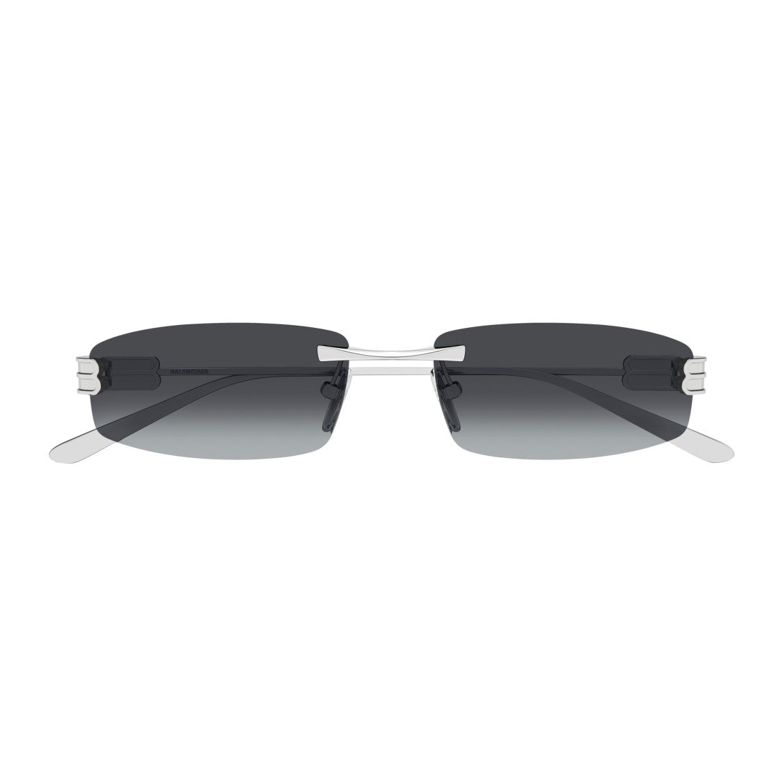 Balenciaga Rectangular Gradient Lens Rimless Sunglasses With Triple-Bar Detail