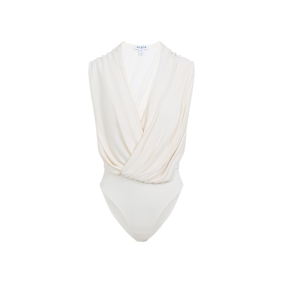 Alaïa Draped Sleeveless White Viscose Bodysuit With Hood