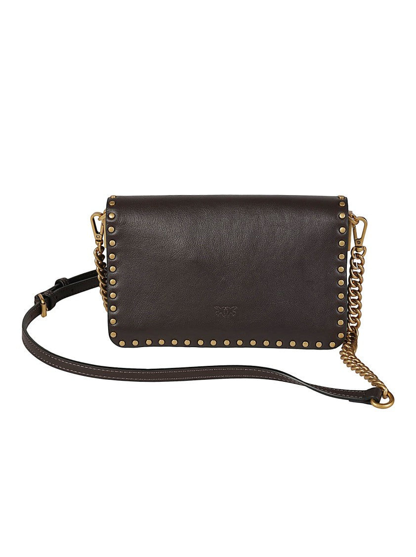 Pinko Love One Slouchy Studded Calfskin Shoulder Bag